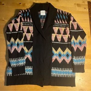 Pins & Needles Striped Knit Sweater - Black, Blue, and Orange